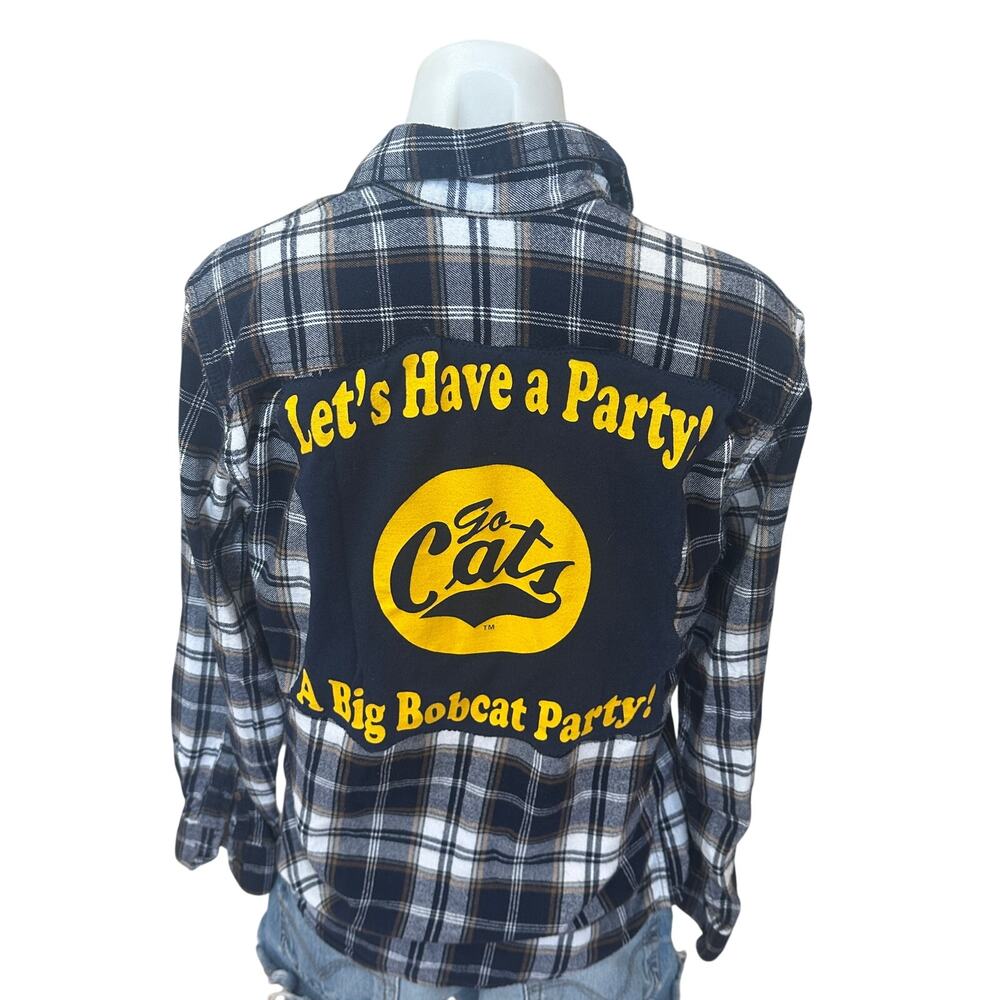 Montana State Bobcat Party Plaid Flannel Shirt XS University Unique Football MSU
